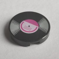 Tile, Round 2 x 2 with Bottom Stud Holder with Vinyl LP (14769pb244)