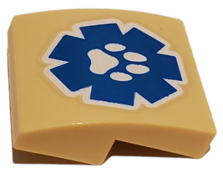 Slope, Curved 2 x 2 x 2/3 with White Paw Print on (15068pb362)