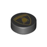 Tile, Round 1 x 1 with Lamborghini Bull Logo Patte (98138pb169)