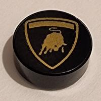 Tile, Round 1 x 1 with Lamborghini Bull Logo Patte (98138pb169)