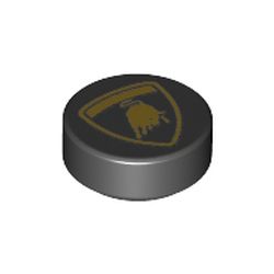 Tile, Round 1 x 1 with Lamborghini Bull Logo Patte (98138pb169)