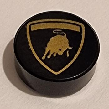 Tile, Round 1 x 1 with Lamborghini Bull Logo Patte (98138pb169)