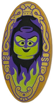 Minifigure, Shield Elliptical with Lime and Dark P (92747pb16)