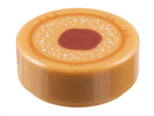 Tile, Round 1 x 1 with Dark Orange Circle, White S (98138pb057)
