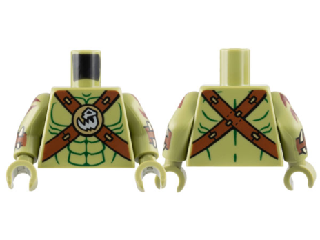 Torso Bare Chest, Dark Green Contour Lines, Reddis (973pb4973c01)
