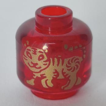Minifigure, Head Gold Tiger Pattern (28621pb0033)