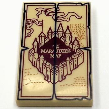 Tile 2 x 3 with 'The MARAUDER'S MAP' and Black Out (26603pb210)
