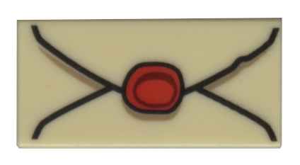 Tile 1 x 2 with Envelope with Red Wax Seal and Dar (3069pb0730)