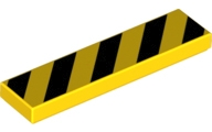 Tile 1 x 4 with 5 Black Danger Stripes (No Black C (2431pb725)