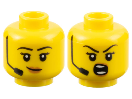 Minifigure, Head Dual Sided Female Black Eyebrows (3626cpb3178)