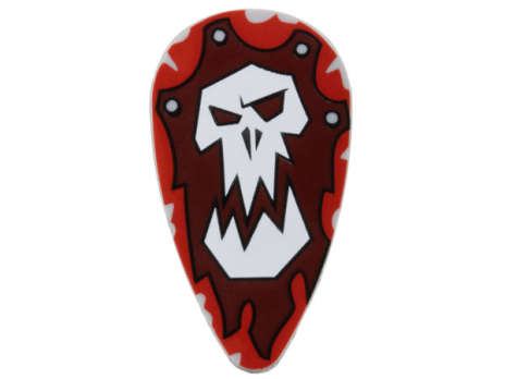 Minifigure, Shield Ovoid with White Troll Skull on (2586pb010)