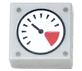 Tile 1 x 1 with White and Red Gauge, Black Thin Ne (3070pb180)