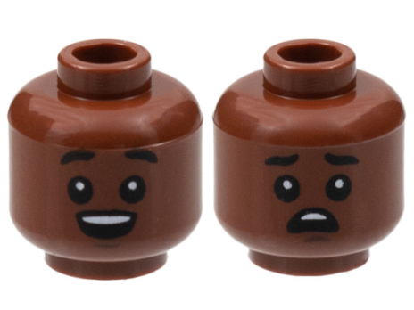 Minifigure, Head Dual Sided, Black Eyebrows Raised (3626cpb2997)