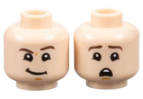 Minifigure, Head Dual Sided Dark Brown Eyebrows (3626cpb2660)