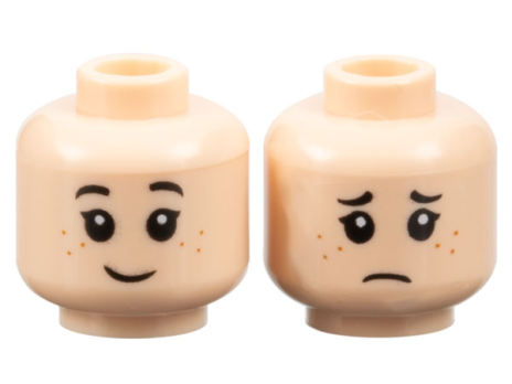 Minifigure, Head Dual Sided Child Black Eyebrows, (3626cpb2104)
