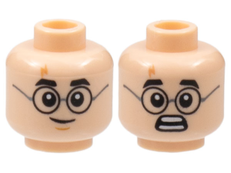 Minifigure, Head Dual Sided Black Thick Eyebrows a (3626cpb2168)