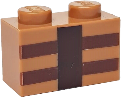 Brick 1 x 2 with Reddish Brown and Dark Brown Minecraft Crafting Table Lines Pattern (3004pb123/6097024)