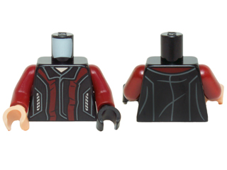 Torso Vest with Collar, Dark Red Panels and Pockets (973pb1969c01)