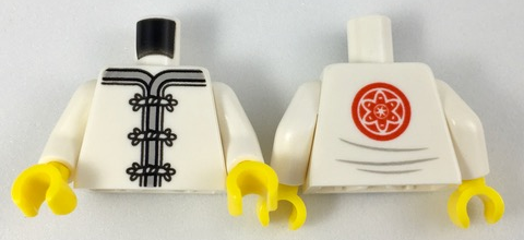 Torso Ninjago Robe with Gray Trim, White Frog Clasps and Red Flower Medallio(973pb2803c01)
