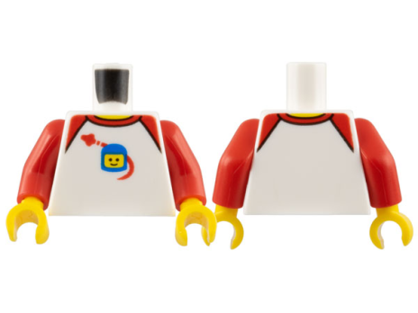 Torso Shirt with Red Collar and Shoulders, Spaceship Orbiting Classic Space Helmet Pattern(973pb2340c01)