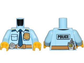 Torso Police Shirt with Gold Badge, Dark Blue Tie, Dark Tan Belt and 'POLICE' and Radio on Back Pattern (973pb2600c01)