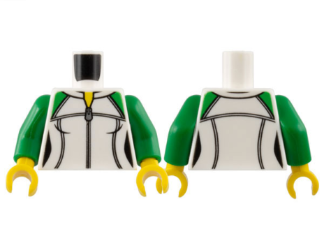 Torso Female Sweatshirt with Silver Zipper and Green Shoulders, Yellow Neck Pattern (973pb2607c01)