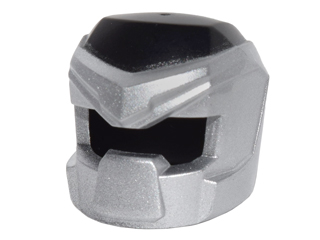 Minifigure, Headgear Helmet Space with Open Visor Small with Metallic Silver Pattern (11265pb03)