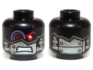 Minifigure, Head Alien with Mechanical Right Eye Red and Purple, Silver Head Plates Pattern - Hollow Stud (3626cpb1039)