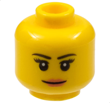 Minifigure, Head Female Black Thin Eyebrows, Eyelashes, Nougat Lips, Grin Pattern - Hollow Stud (3626cpb1211)