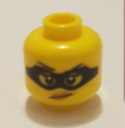 Minifigure, Head Female Black Eye Mask, Black Eyebrows with One Eyebrow Raised, Red Lips with Smirk Pattern - Hollow Stud (3626cpb1808)