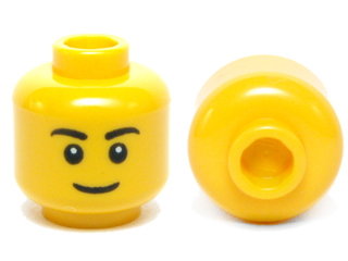 Minifigure, Head Black Eyebrows, Thin Grin, Black Eyes with White Pupils Pattern - Hollow Stud (3626cpb0628)