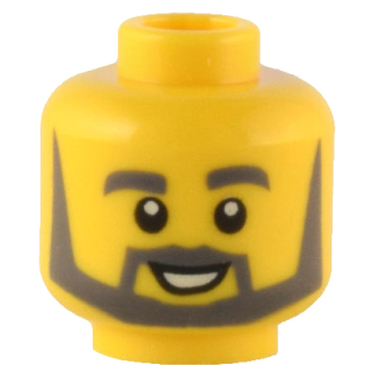 Minifigure, Head Dark Bluish Gray Thick Eyebrows, Angular Beard and Thin Pointed Sideburns, Open Mouth Smile with White Teeth Pattern - Hollow Stud (3626cpb2199)