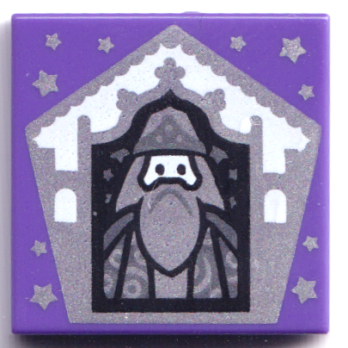 Tile 2 x 2 with HP Chocolate Frog Card Albus Dumbledore Silver Pattern (3068pb1742)