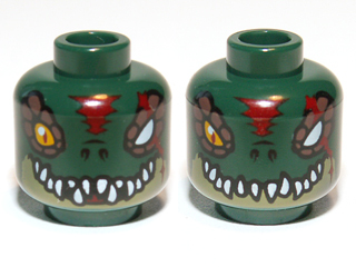 Minifigure, Head Dual Sided Alien Chima Crocodile with Bright Light Orange Eye (3626cpb0888)