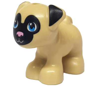 Dog, Friends, Pug, Standing with Black Muzzle and Ears, Bright Pink Nose and Dark Azure Eyes Pattern (Toffee) (24111pb01)