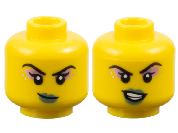 Minifigure, Head Dual Sided Female Black Eyebrows (28621pb0268)