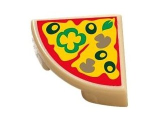 Tile, Round 1 x 1 Quarter with Pizza Slice with Green Peppers, (25269pb003)