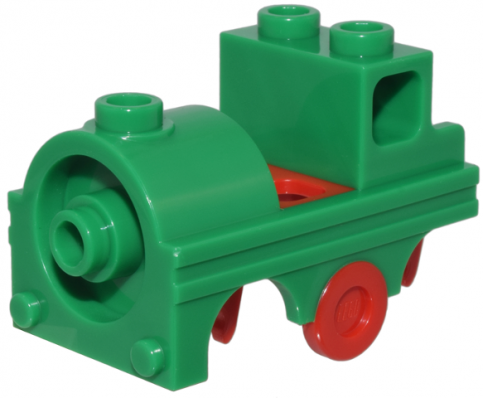 Minifigure Costume Train with Molded Red Wheel Holders and Trolley Wheel Pattern (105317pb01)