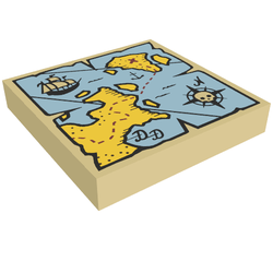 Tile 2 x 2 with Map Blue Water (3068pb0929)