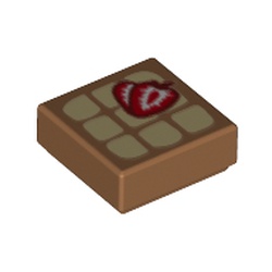 Tile 1 x 1 with Waffle and Strawberries Pattern (3070pb132)