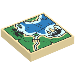 Tile 2 x 2 with Ninjago Map with Pagoda (3068pb1098)