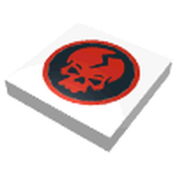 Tile 2 x 2 with Ninjago Cracked Red Skull on Black Circle Pattern (3068pb0379)