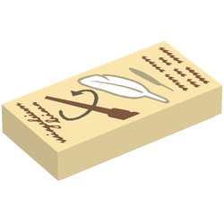 Tile 1 x 2 with Reddish Brown 'Wingardium Leviosa' and Wand and White Feather Pattern (3069pb0649)