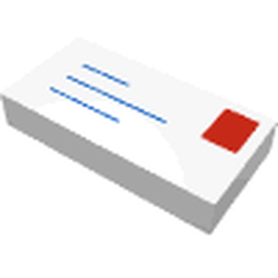Tile 1 x 2 with Blue Lines and Red Square Pattern (3069p01)