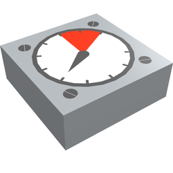 Tile 1 x 1 with White and Red Gauge, Black Thick Needle and Screw Heads Pattern (3070p07)