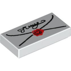 Tile 1 x 2 with Envelope with Red Wax Seal and Black Script Pattern (3069px40)