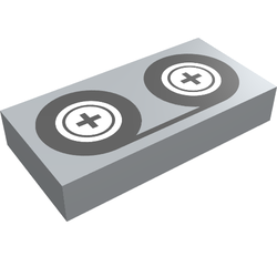 Tile 1 x 2 with Black Tape Reels Pattern (3069bp02)