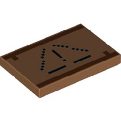Tile 2 x 3 with Dark Brown Squares and Lines Pattern (Minecraft Warning Sign) (26603pb031)