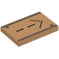 Tile 2 x 3 with Black Minecraft Arrow and Dark Brown Squares and Lines Pattern (26603pb007)