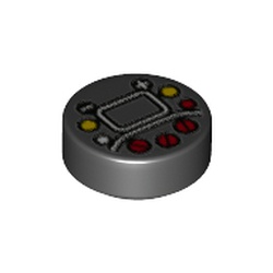 Tile, Round 1 x 1 with Red, White and Yellow Buttons (98138pb288)